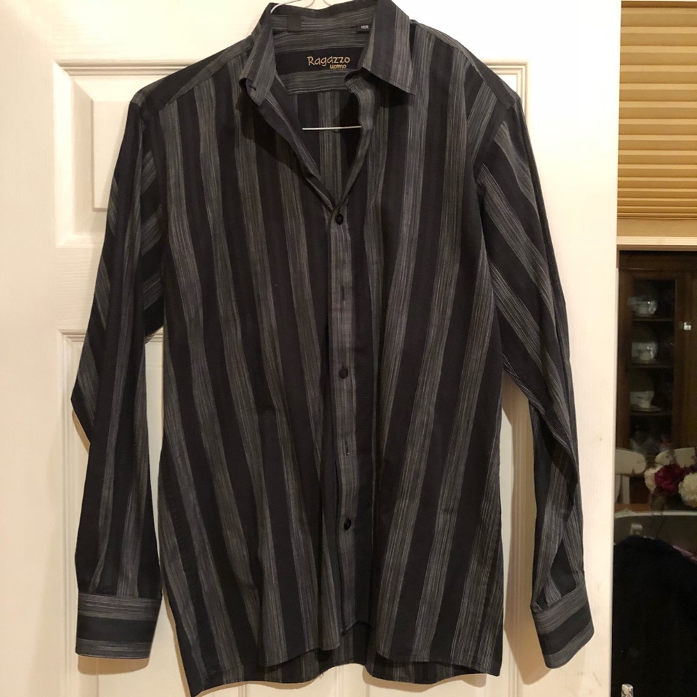 Teen boys Black/grey Button up Dress Shirt